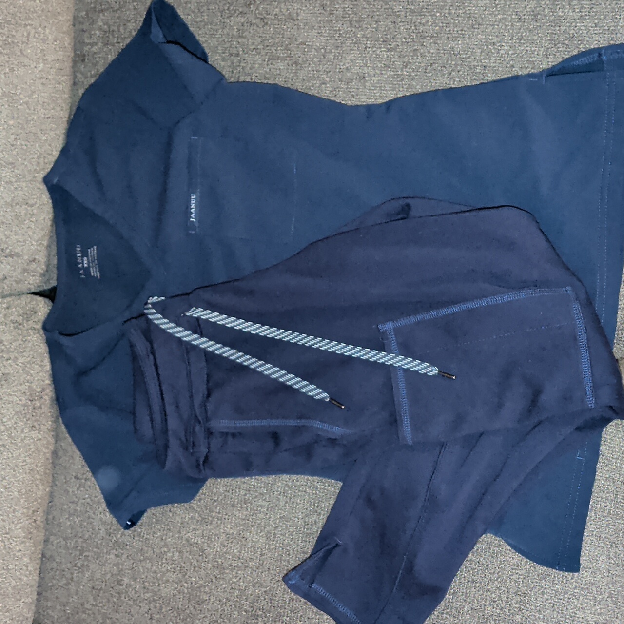 Jaanuu Navy V-Neck Scrub Set With Drawstring Joggers